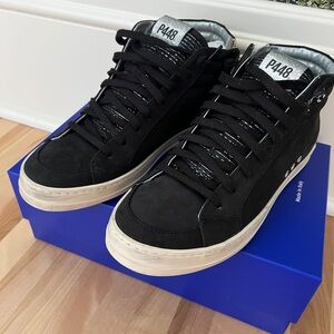 P448 Women's Black and White High-Top Sneakers